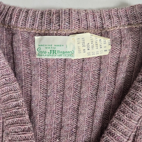 VTG Sears Junior Bazaar wool blend button down preppy cardigan sweater sz m - Picture 3 of 9